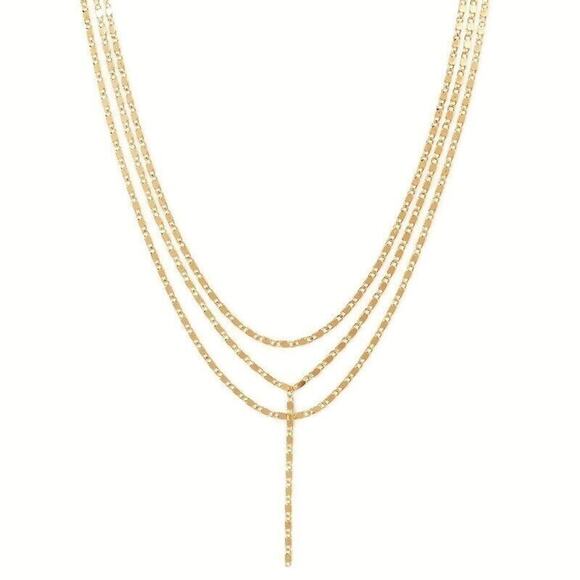 NEW SUGARFIX by BaubleBar Layered Y Chain Necklace Y Drop Gold Color - Picture 6 of 8